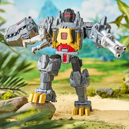 Transformers Cyberworld Grimlock Chomp & Battle 9-Inch Action Figure, Quick Change to Dino Mode, Robot Toys for Boys & Girls 6+ Years