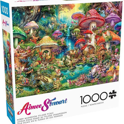 Buffalo Games - Aimee Stewart - Merry Mushroom Village Picnic - 1000 Piece Jigsaw Puzzle for Adults -Challenging Puzzle Perfect for Game Nights - Finished Size is 26.75 x 19.75