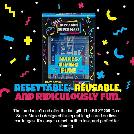 BILZ® Super Maze | Gift Card Puzzle Game for Ages 8+ | Made in USA | Easy Fun Setup | Fits Gift Cards, Cash (Folded), and Notes | Great for Graduations, Christmas, & Birthdays | 2 Pack