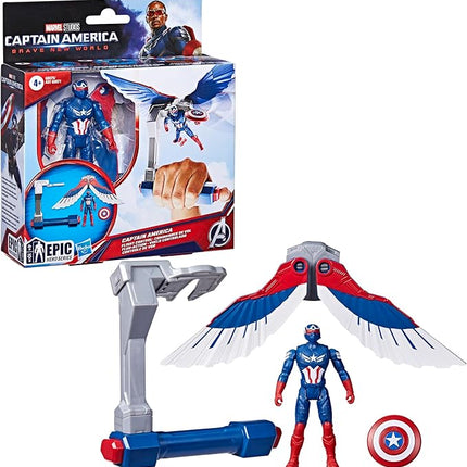 Marvel Epic Hero Series Captain America: Brave New World Flight Control Action Figure with Accessory, Super Hero Toys for Kids Ages 4+