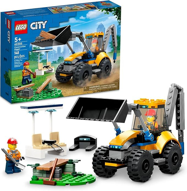 LEGO City Construction Digger 60385 Building Toy - Excavator Model Featuring Tools and Minifigures, Vehicle Building Set for Fun Creative Play, Birthday Gift Idea for Boys, Girls, and Kids Ages 5+