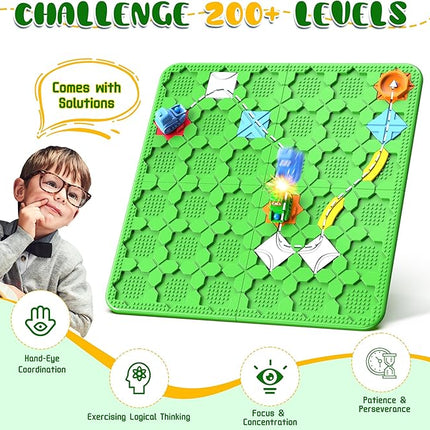 STEM Logic Road Builder Toys: Board Games Toys for 5 Year Old Kids Montessori Brain Teaser Puzzles Educational Learning Activities Toy for Kid Ages 3 4 6-8 12 Boys Girls Gifts (Green, 50PCS)