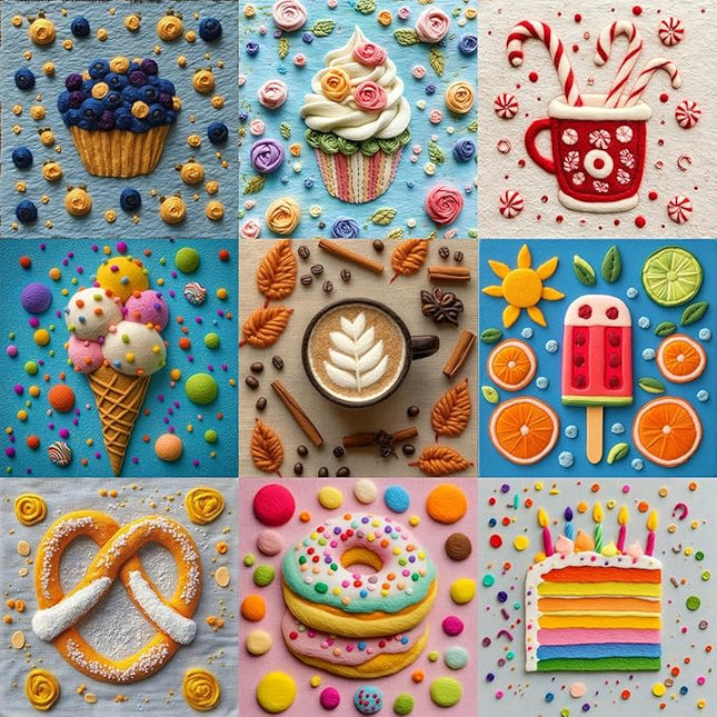 Bgraamiens 1000 Piece Jigsaw Puzzles for Adults – Sweet Life Dessert Grid – Colorful Food Art Puzzle with Cake, Coffee, Candy and Ice Cream – Bright Fun Gift for Relaxation