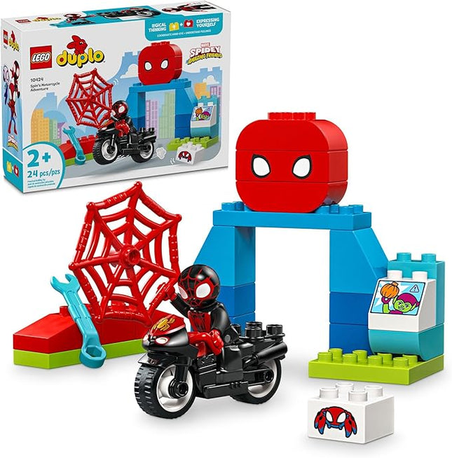 LEGO DUPLO Marvel Spin’s Motorcycle Adventure Fantasy Playset, Based on Spidey and His Amazing Friends TV Show, Build-and-Rebuild, Toddler Toys, Preschool Motorcycle Toy for Kids' Ages 2 and Up, 10424