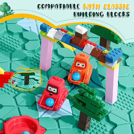 STEM Logic Road Builder Toys: Board Games Toys for 5 Year Old Kids Montessori Brain Teaser Puzzles Educational Learning Activities Toy for Kid Ages 3 4 6-8 12 Boys Girls Gifts (Blue, 50PCS)