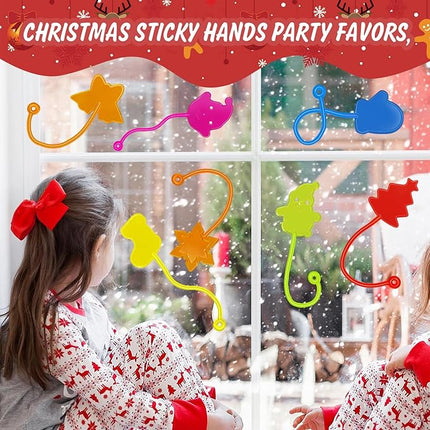 Christmas Sticky Hands Bulk 42PCS Christmas Party Favors for Kids Stocking Stuffers for Kids Stretchy Sticky Hand Toy Goodie Bag Stuffers Fillers Toys Classroom Prizes Carnival Birthday Party Supplies