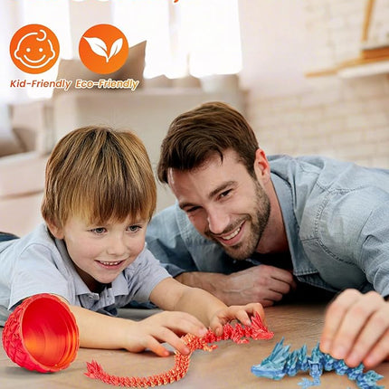 12 Inch 3D Printed Dragon - Mystery Surprise Egg with Flexible Articulated Dragon Inside, Cool Dragons Toys for Boys Kids Age 5-7
