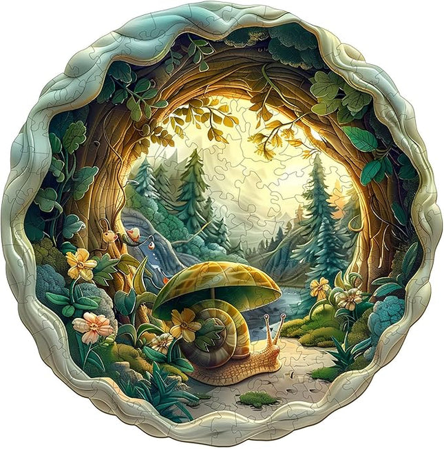 Wooden Puzzle for Adults-200PCS 3D Visual Effect Snail Unique Shape Advanced Wooden Jigsaw Puzzle for Adult, Challenge Wood Puzzle Jigsaw Home Decoration (M-11.4 * 11.4in-200pcs)