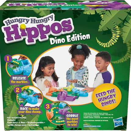 Hasbro Gaming Hungry Hungry Hippos Dino Edition Board Game, Pre-School Game for Ages 4 and Up; for 2 to 4 Players (Amazon Exclusive)