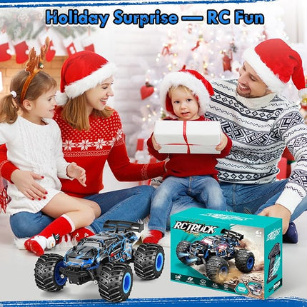 Remote Control Car, 1:18 Scale Rc Cars, All-Terrain RC Truck with LED Light, 20KM/H, Rechargeable, 2WD, 2.4GHz, Sturdy PVC Shell, Remote Control Truck for Boys 4-7 8-12, Beginner