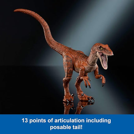 Mattel Jurassic World Hammond Collection Dinosaur Action Figure Toy, Atrociraptor Tiger, Premium Movie Design Glass Eyes & 13 Points Articulation