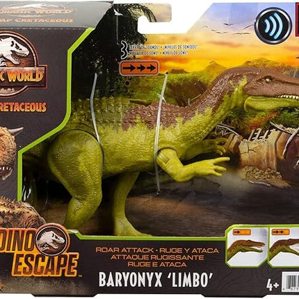 Mattel Jurassic World Camp Cretaceous Roar Attack Dinosaur Action Figure, Baryonyx Limbo Dino Toy with Strike Motion & Sounds
