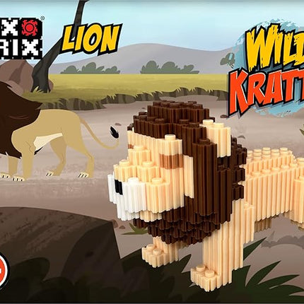 Pix Brix - Wild Kratts Toy Pixel Art Kit - Lion, 498 Pieces - Patented Slide + Stack Pixel Puzzle Building Bricks, Build & Collect Wild Kratts Animals - Stem Toys, Ages 6 Plus