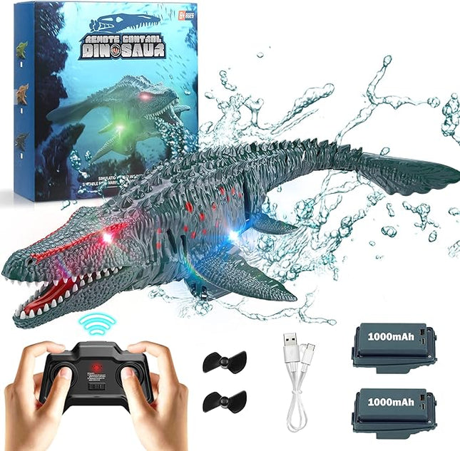 2.4GHz Remote Control Mosasaurus Dinosaur Swimming Pool High Simulation Toys, RC Boat Lake Bathroom 8-12 Years Boys Girls Christmas Halloween Tricky Birthday Gift