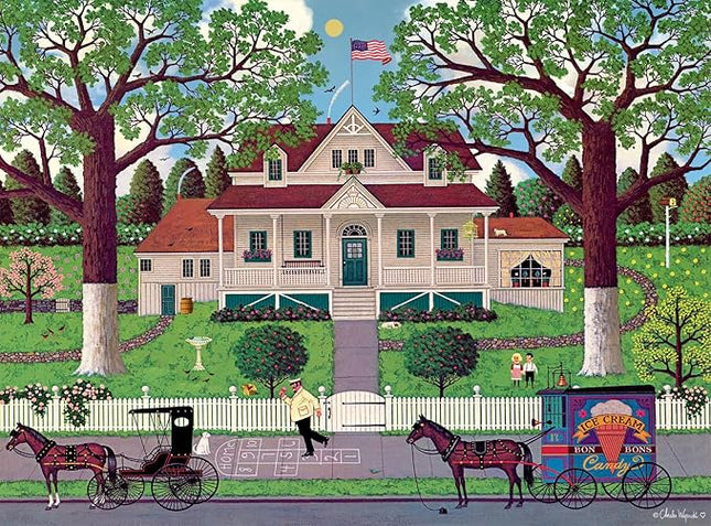 Buffalo Games - Charles Wysocki - Ice Cream and Hopscotch - 1000 Piece Jigsaw Puzzle for Adults -Challenging Puzzle Perfect for Game Nights - Finished Size is 26.75 x 19.75