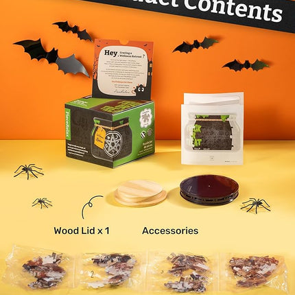 PieceRelax 3D Puzzle Jar 64 Plastic Pieces for Adults - Witches Brew - Wooden Lid Container for Kitchen Dining Study Living Room No Glue Requied Small [BC1022]