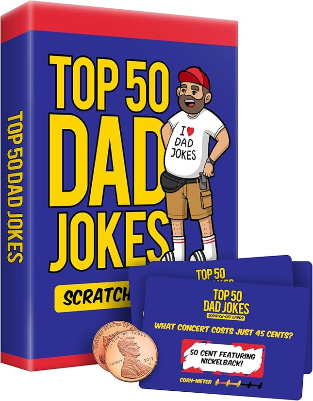 Premium Top 50 Dad Jokes Scratch Off Cards Funny Husband Papa Grandpa Gift Idea - Father's Daddy Birthday Gift - Old and New Dad Gifts