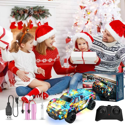 Remote Control Car for Boys 4-7, RC Pickup 1/24 Scale Light-up Mini RC Car for Kids Boys Toys Age 4-6, 6-8, 3-5, 5-7, Birthday Gifts for 3 4 5 6 7 8 Years Old Boys