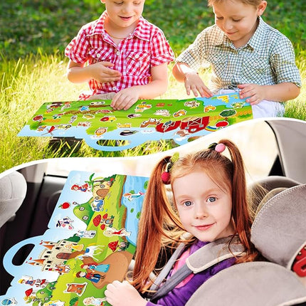 Reusable Sticker Book for Toddlers 2-4 Years, Stickers for Kids, Toddler Sticker Book Ages 1-3, Toddler Craft Activities, Toddlers Travel Toys Ages 2+ Boy Girl Birthday Gifts