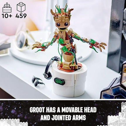 LEGO Marvel Dancing Groot, Guardians of The Galaxy Toy, Buildable Birthday Gift, Marvel Toy, Super Hero Hand-Operated Interactive Playset, Marvel Gift for Kids, Animated Groot Figure, 76297