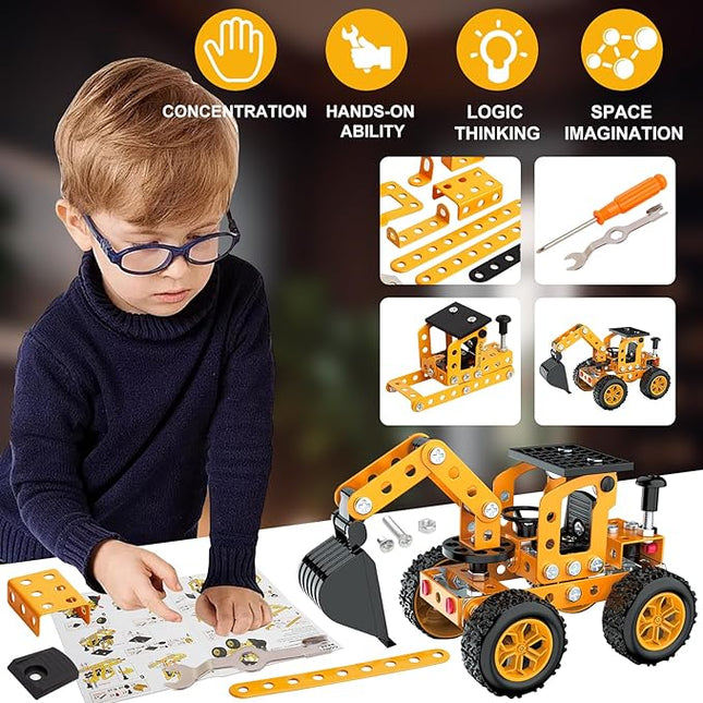 Construction Kits Stem Metal 3D Puzzle Machine Vehicle Model Car Construction Set Toy Parent-Child Interaction Play Sets Gifts for Children Age 4-16 Years