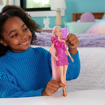 Barbie Fun & Fancy Set, Fashion Doll with Extra-Long Color-Streaked Blonde Hair, Clothes & Styling Accessories