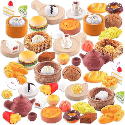 60Pcs Mini Resin Food Cute Miniature Food Figurines Tiny Food for Barbie Food Accessories Fairy Garden Micro Landscape Decoration