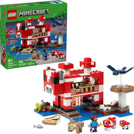 LEGO Minecraft The Mooshroom House Toy Figures and Playset - Building Minecraft Toy for Kids, Boys and Girls, Ages 8+ - with Steve and Other Figures for Pretend Play - Gift Idea for Birthdays - 21270