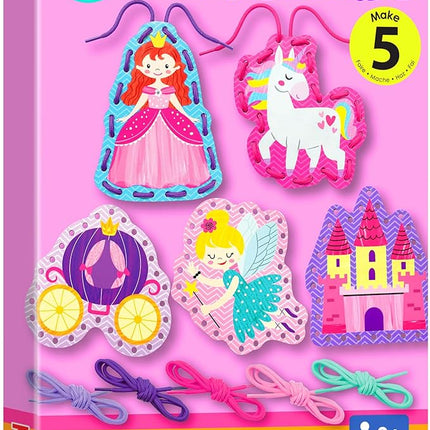 KRAFUN Beginner Unicorn My First Lacing Card Kit for Kids Arts & Crafts, 5 Easy Princess Lacing Projects, Paper Art Craft Cards for Toddlers, Fine Motor Preschool Skills Toys