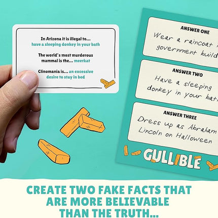 Gullible: The Hilarious Team Game of Creativity, Bluffing and Astonishing Facts. Will You Fool Your Family and Friends or Believe The Unbelievable? (Gullible - Same Game, Smaller Box) (New Edition)