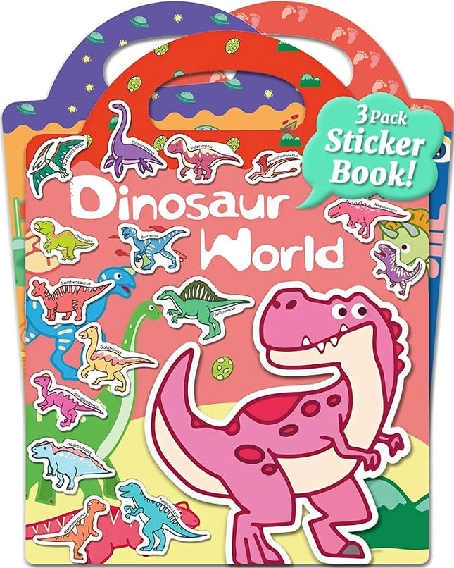 Benresive Reusable Sticker Books for Kids 2-4, Sticker Books for Toddlers 1-3 2-4, Toddler Travel Toys Activities Crafts Gifts - Dinosaurs, Space and Body