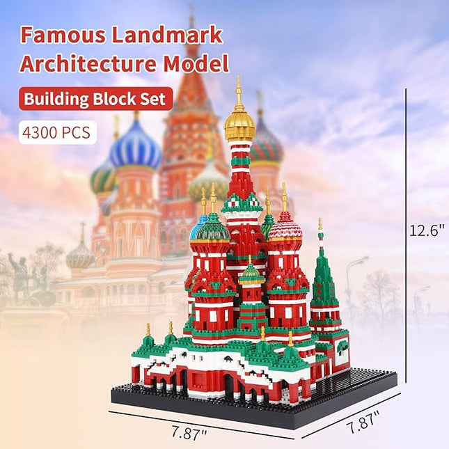 Building Block Set, Saint Basil's Cathedral Architecture Model Micro Mini Blocks, Educational Mini Blocks, 4300 PCS