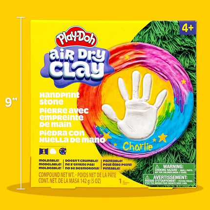 Play-Doh Air Dry Handprint Stone, Includes Reusable Mold, 5 Acrylic Paints, & 5 oz. of Paintable White Clay, Kids Craft Kit, Crafts for Kids Ages 4-8, Art Supplies for Craftrooms and Classrooms