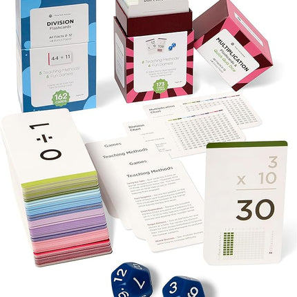 Think Tank Scholar 335 Multiplication & Division Flash Cards (Award Winning) 1 Fact Per Card with Visual Aids – All Facts 0–12 + Dice, Games & Charts – Grades 2–6, Homeschool & Classroom Learning