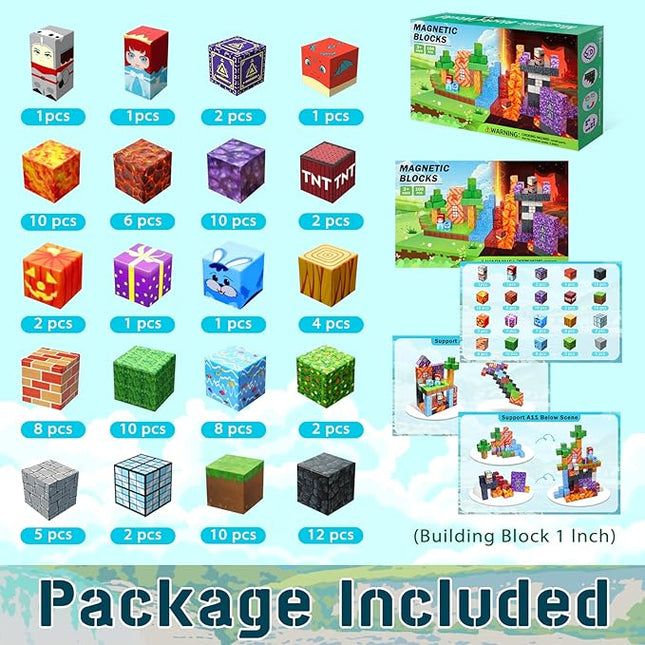 1inch Magnetic Blocks(Safer),Magnetic Building Blocks,Magnetic Cubes Building Blocks Toys for Halloween Christmas Birthday Gift - STEM Sensory Toys for 3+ Years Old Girl Boys