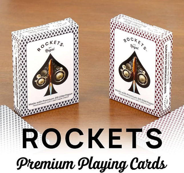 Regal Games [144 Decks] Rockets Bulk Playing Cards Set for Adults & Professionals - 310 GSM Linen Finish - Poker Cards for Blackjack, Euchre, Canasta - Casino Grade, Travel & Game Night Cards