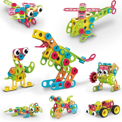 PicassoTiles STEM Learning Toys 250 Piece Building Block Kids Construction Engineering Kit Toy Blocks Children Early Education Playset w/Free IdeaBook, Power Drill, Clickable Ratchet, Age 3+ PTN250