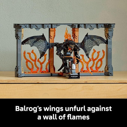 LEGO Icons The Lord of The Rings: Balrog Book Nook Kit - DIY Craft Building Set for Adults, 18+ - Collectible Gandalf Minifigure - Gift Idea for Birthdays - Home or Room Decor - 10367