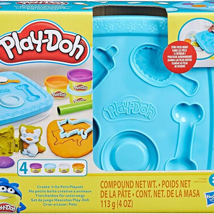 Play-Doh Create ‘n Go Pets Playset, 4 Colors & Storage Container, Animal Toy Sets, Easter Basket Stuffers, Preschool Toys, Kids Arts & Crafts, Ages 3+