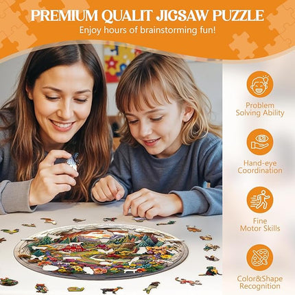 Wooden Puzzles for Adults, Wooden Jigsaw Puzzles for Adults Kids, 3D Farm Unique Shaped Wood Puzzles Adult, Creative Birthday Gifts for Friends Family Game, Home Decor (8.5 * 8.3in 100pcs)