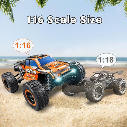 Loolinn | Durable RC Cars for Kids Gift - Hobby Grade, 1/16 RC Truck, Top Speed 19mph, Adjustable Speed, Off-Road, 4WD - Upgradeable Remote Control Car (Gift for Boys and Adults)
