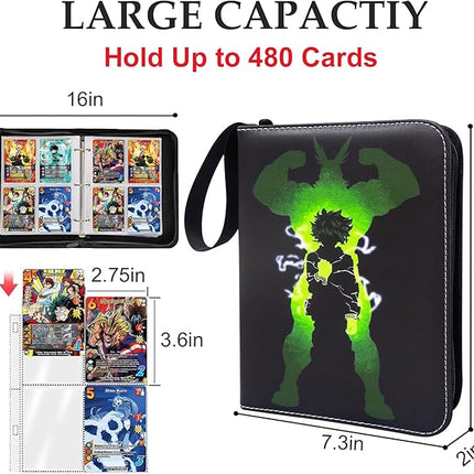 Trading Card Binder for Anime Cards,4 Pocket with 60 Sleeves up to 480 Cards,Waterproof Card Storage Bag with Removable Sleeves for Anime and TCG Cards