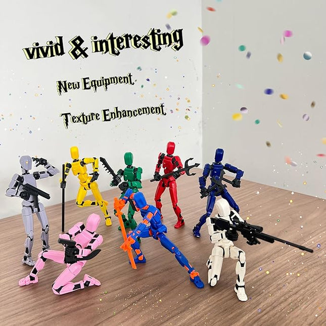 (Assembly Completed) 8 Packs T13 Action Figure Set, Dummy 13 3D Printed Action Figure Toy Gifts for Kids, Robot 13 ActionFigure Full Body Mechanical Doll Christmas Birthday Gift for Boys Girls