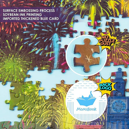 MOMIBOOK Puzzles for Adults 1000 Pieces Jigsaw Puzzles of Fireworks are Gorgeous, Luminous Painting Image Difficult Challenging Hard Impossible Puzzle Unique Funny Party Christmas Birthday Gifts