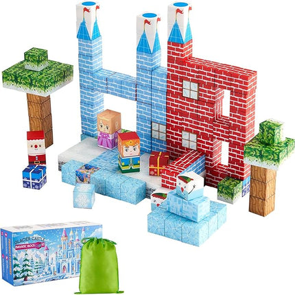 VEVOR Magnetic Blocks, 150 PCS Glacier Castle Set, Magnetic Building Cubes for Kids, STEM Montessori Sensory Toys for Christmas Birthday Gift, Construction Stacking Toy for 3+ Years Old Boys & Girls