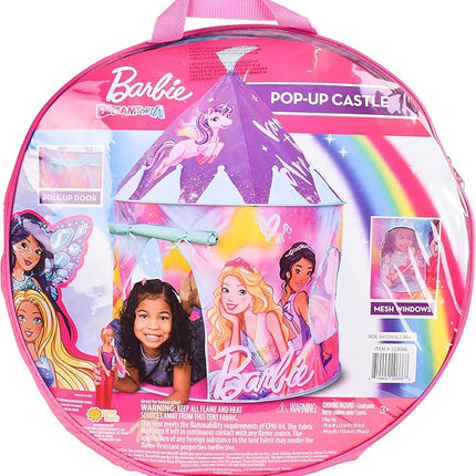 Barbie Pop Up Castle - Dreamtopia Pink Princess Play Tent for Kids | Folds Into Carrying Case - Sunny Days Entertainment