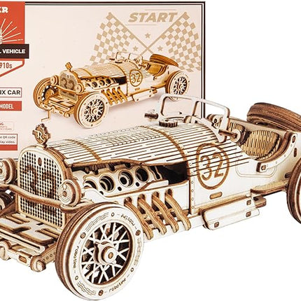 ROKR 3D Wooden Puzzle for Adults Mechanical Car Model-DIY Building Vehicle Kits-Brain Teaser Toys-Gift for Men Women on Birthday/Christmas Day(Grand Prix Car)