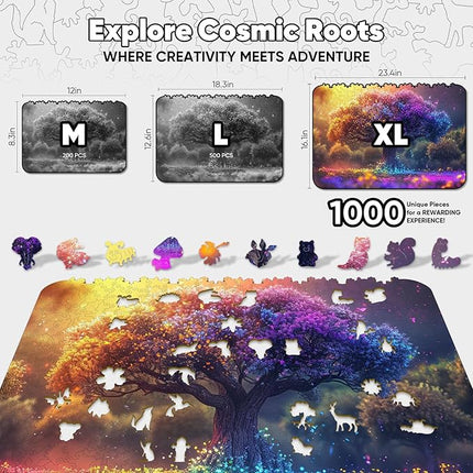 Wooden Puzzles for Adults 1000 Pieces, Tree of Life Wooden Jigsaw Puzzles Unique Shape Adult Puzzles, Irregular Wood Puzzles Creative Gift for Adults Family Game (23.4 x 16.1 in)