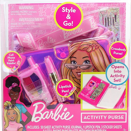 Barbie Activity Purse, 8-Piece Draw and Paint Creativity Set, Kids Toys for Ages 3 Up