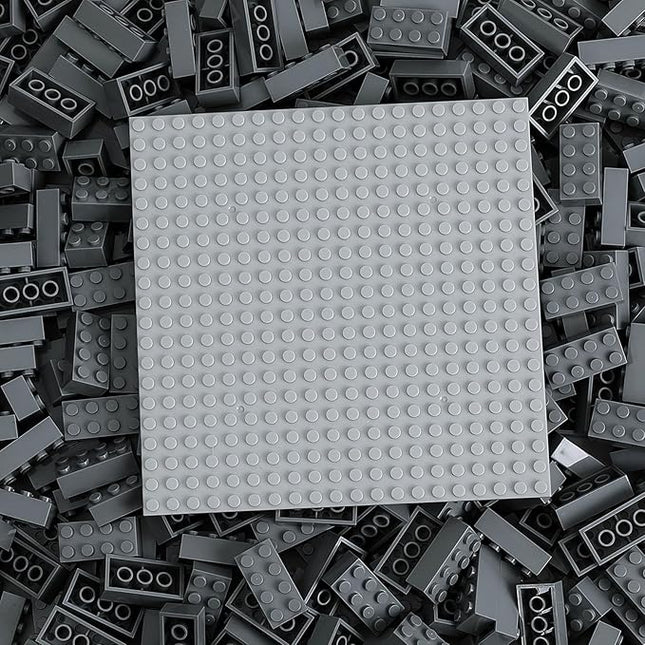 500 Piece Classic Building Bricks and 1 Gray Baseplate, 2x4 Bricks Bulk Creative Building Toys, Blocks Bulk for Kids Ages 6+, Dark Gray(Samll Bricks, 1.25x0.62x0.47 in)